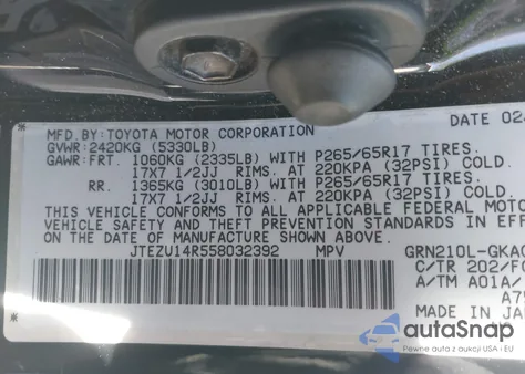 2005 Toyota 4Runner Sr5 V6 из США, поврежденный, VIN JTEZU14R558032392